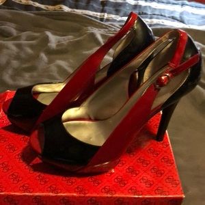 Red and black heels